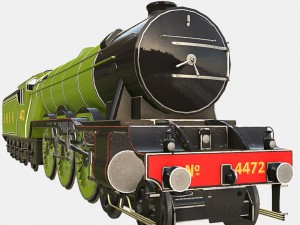 low poly pbr flying scotsman steam train 3D Model