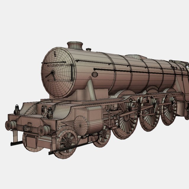 Download low poly pbr flying scotsman steam train 3D Model