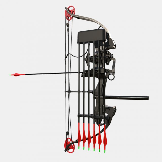 low poly hunting and archery bow 3D Model .c4d .max .obj .3ds .fbx .stl .blend 