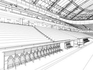 Stadio di calcio premier pronto per videogiochi low poly Modello 3D