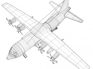 military c-130 cargo transport plane Modèle 3D