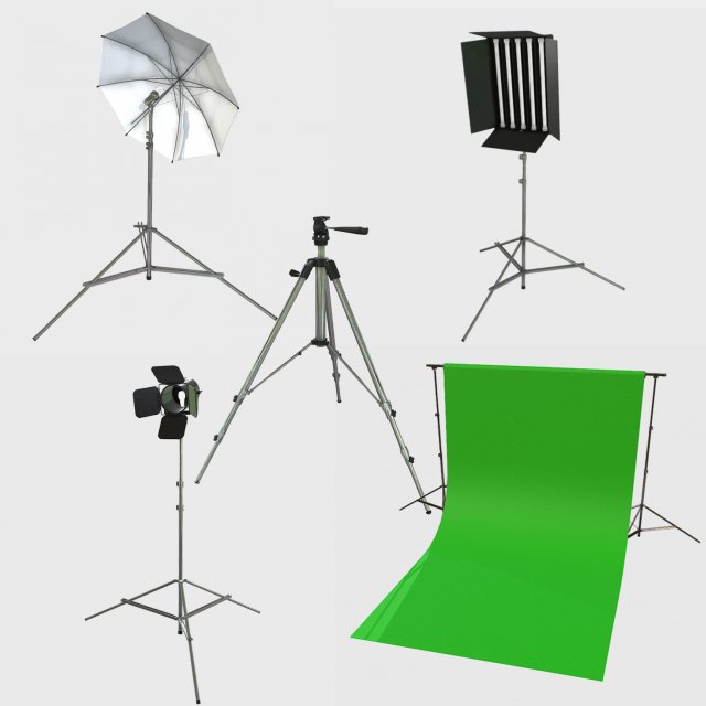 low poly pbr studio camera props Modèle 3D .c4d .max .obj .3ds .fbx .stl .blend 