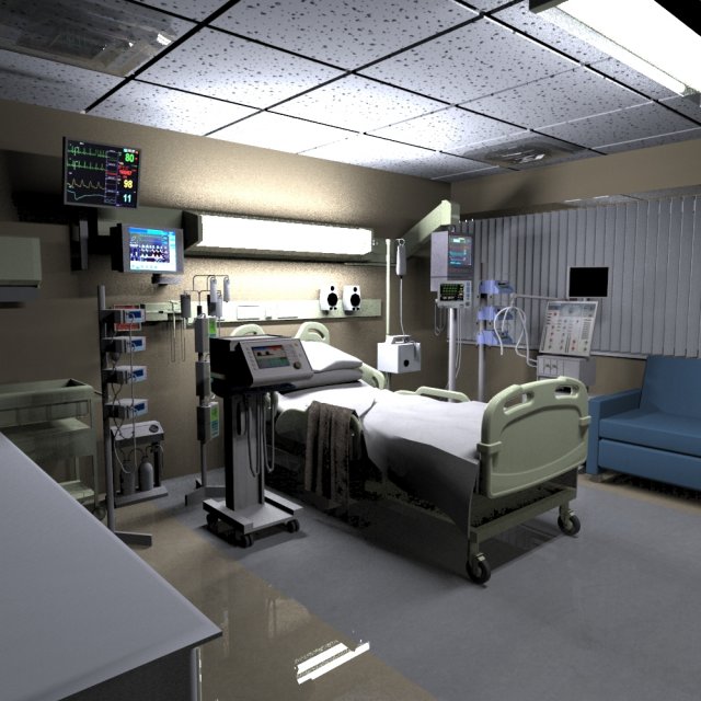 hospital recovery room Modelo 3D .c4d .max .obj .3ds .fbx .stl .blend 