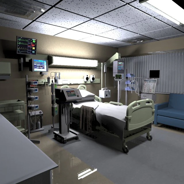 hospital recovery room 3D Model .c4d .max .obj .3ds .fbx .stl .blend 