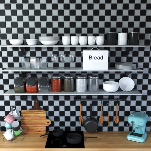 kitchen props Model 3D .c4d .max .obj .3ds .fbx .stl .blend 
