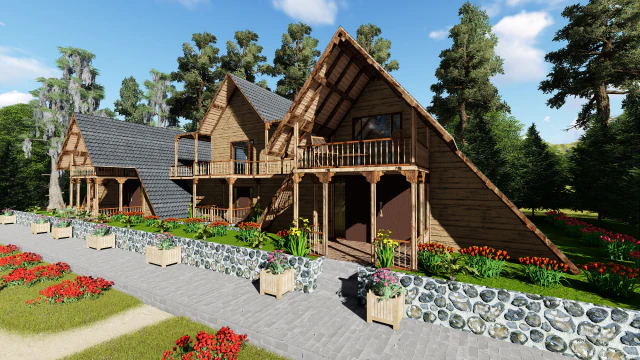 triangle house 3D Model .c4d .max .obj .3ds .fbx .stl .blend 