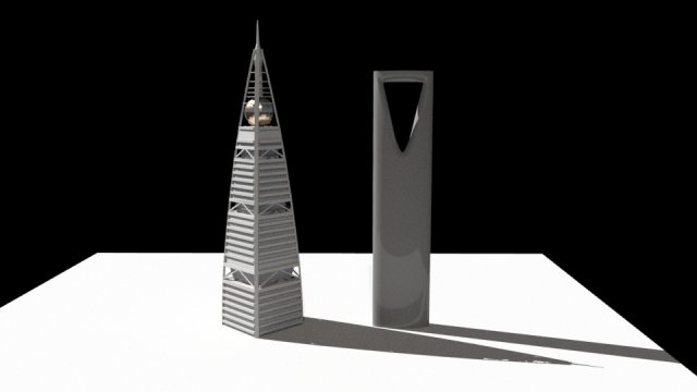 Faisaliah tower and mamlaka tower 3D Model .c4d .max .obj .3ds .fbx .stl .blend 