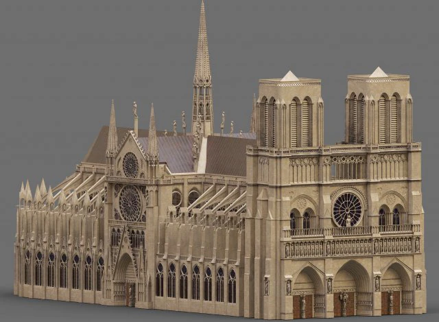 Notre dame 3D Model .c4d .max .obj .3ds .fbx .stl .blend 