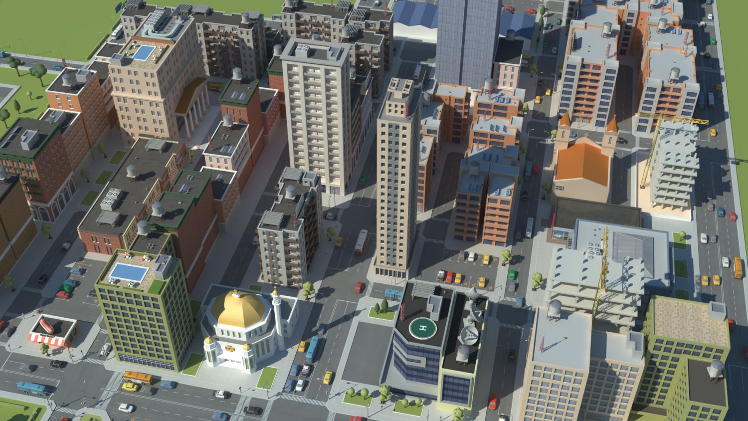 Realistic Lowpoly Simple City 3d Model In Cityscapes 3dexport