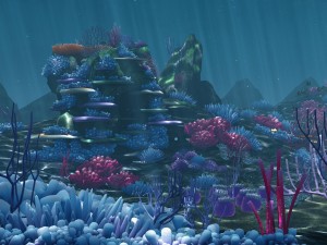 ocean floor coral reefs cartoon -underwater- 3D Model