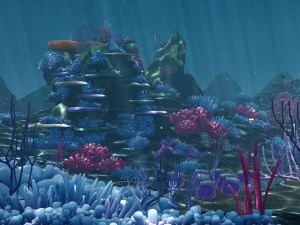 Ozeanboden-Korallenriffe-Cartoon -Unterwasser- 3D Modell
