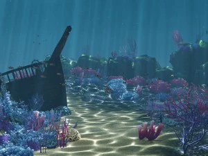 Ozeanboden-Korallenriffe-Cartoon -Unterwasser- 3D Modell