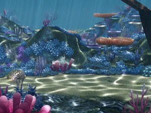Ozeanboden-Korallenriffe-Cartoon -Unterwasser- 3D Modell