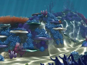 Ozeanboden-Korallenriffe-Cartoon -Unterwasser- 3D Modell