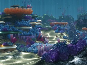 Ozeanboden-Korallenriffe-Cartoon -Unterwasser- 3D Modell