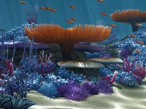 Ozeanboden-Korallenriffe-Cartoon -Unterwasser- 3D Modell