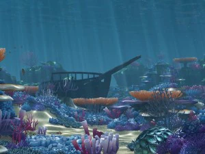 Ozeanboden-Korallenriffe-Cartoon -Unterwasser- 3D Modell