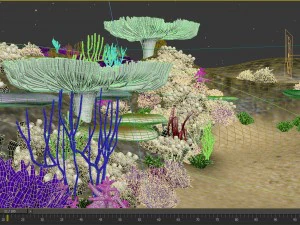Ozeanboden-Korallenriffe-Cartoon -Unterwasser- 3D Modell
