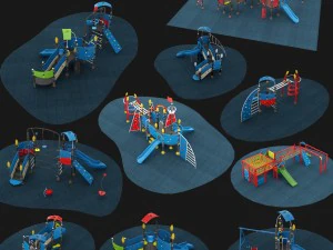 cole&ccedil;&atilde;o de playground ao ar livre conjunto de 10 pe&ccedil;as Modelo 3D