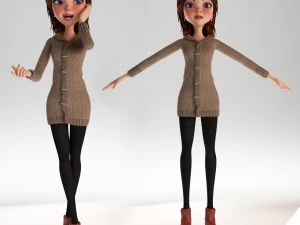 menina dos desenhos animados manipulada Modelo 3D