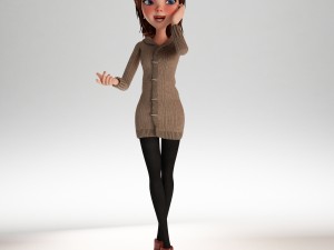 cartoon girl rigged Modelo 3D
