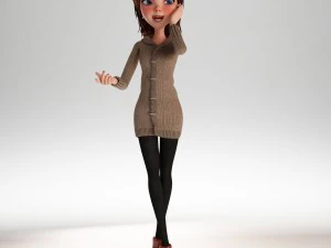 menina dos desenhos animados manipulada Modelo 3D