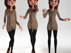 cartoon girl rigged Modelo 3D