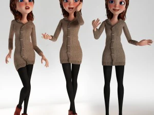 menina dos desenhos animados manipulada Modelo 3D