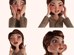 menina dos desenhos animados manipulada Modelo 3D