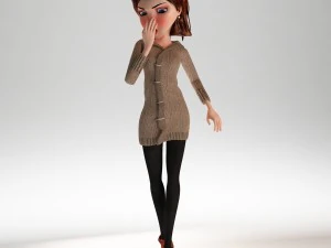 menina dos desenhos animados manipulada Modelo 3D