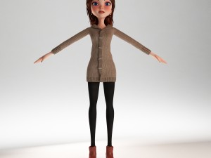 cartoon girl rigged Modelo 3D
