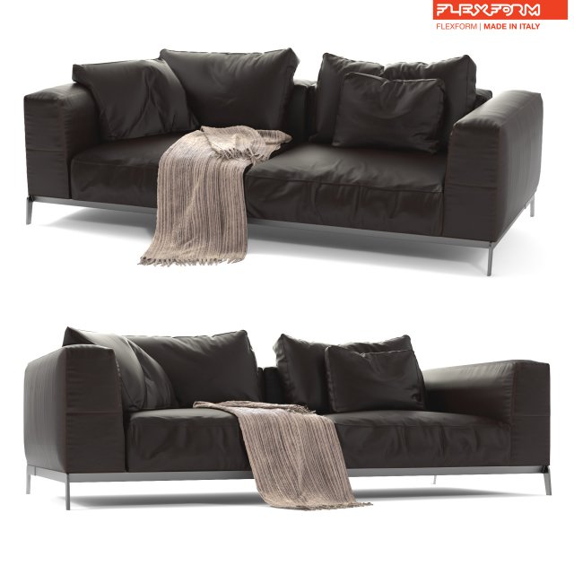 flexform leather sofa ettore Model 3D .c4d .max .obj .3ds .fbx .stl .blend 