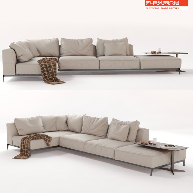flexform sectional sofa ettore 3D Model .c4d .max .obj .3ds .fbx .stl .blend 