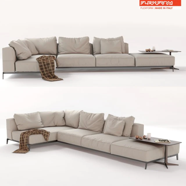 flexform sectional sofa ettore 3D Model .c4d .max .obj .3ds .fbx .stl .blend 
