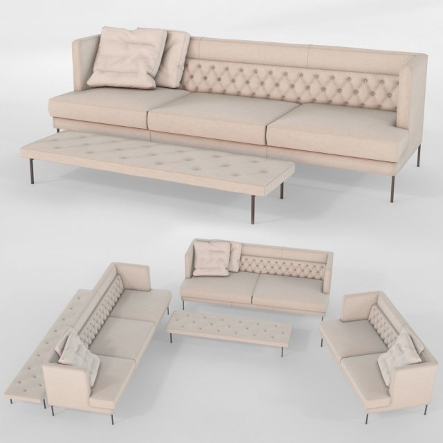 lipp sofa piero lissoni vr - ar - low-poly 3D Model .c4d .max .obj .3ds .fbx .stl .blend 