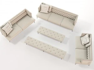 lipp sofa piero lissoni vr - ar - low-poly 3D Model