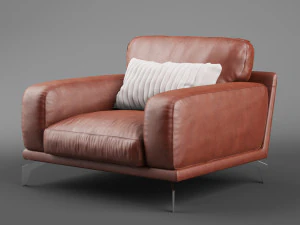 peruna leather arm chair 3d 3D Model