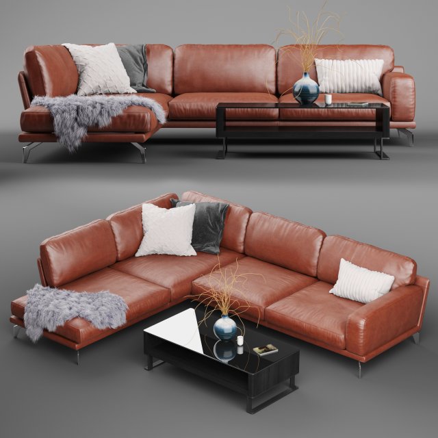 Peruna Leather Modular Sectional Sofa 3d Model C4d Max Obj Fbx Ma Lwo 3ds 3dm Stl 2321010 