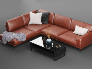peruna leather modular sectional sofa Model 3D