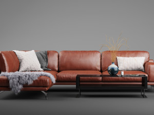 peruna leather modular sectional sofa Model 3D