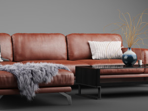 peruna leather modular sectional sofa Model 3D