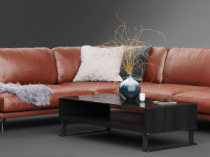 peruna leather modular sectional sofa Model 3D