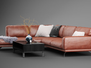 peruna leather modular sectional sofa Model 3D
