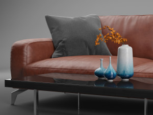 peruna leather two seat sofa 3D Model