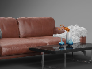 peruna leather two seat sofa 3D Model