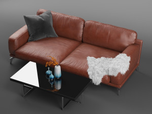 peruna leather two seat sofa 3D Model