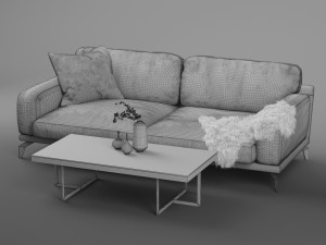 peruna leather two seat sofa 3D Model