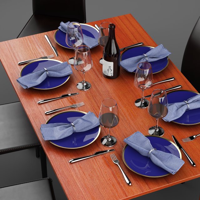 scandanivian dining table set design 3d Model 3D .c4d .max .obj .3ds .fbx .stl .blend 