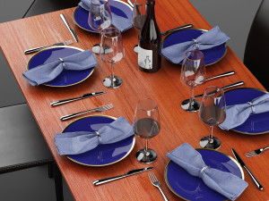 scandanivian dining table set design 3d 3D Model