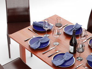 scandanivian dining table set design 3d Model 3D